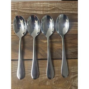 Oneida Icarus Oval Soup Spoons Set Of 4 Glossy Stainless Flatware